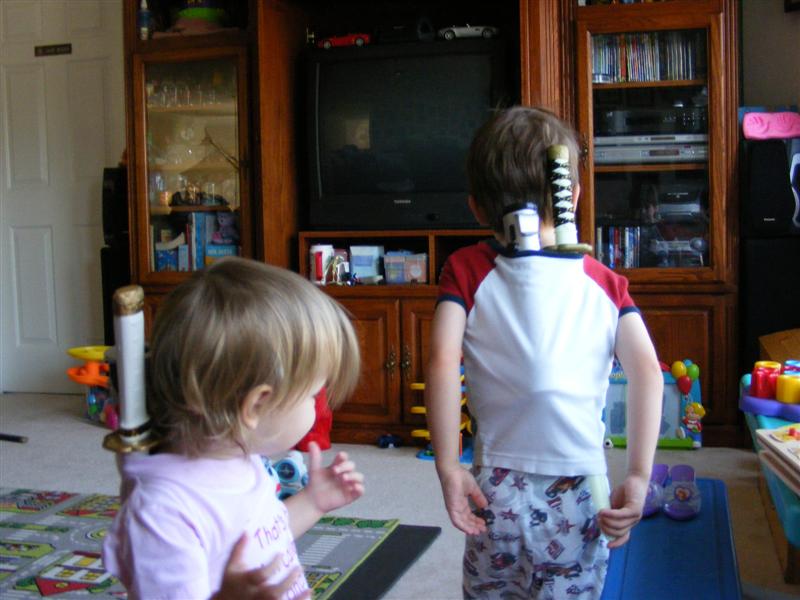 Jess_SwordFightWAlex (4).JPG - Look at us - Ninja's in Pajamas!  I see TV show potential!?...